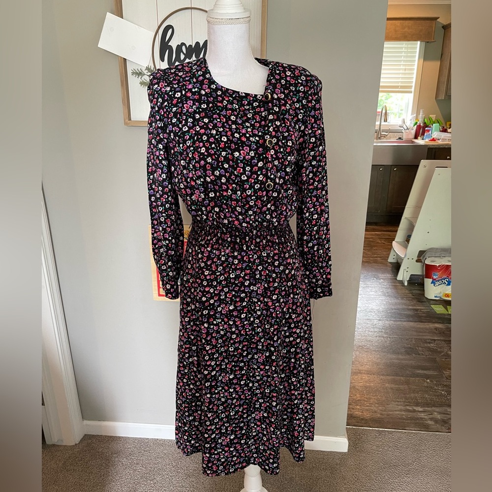 Vintage Leslie Fay floral prairie dress